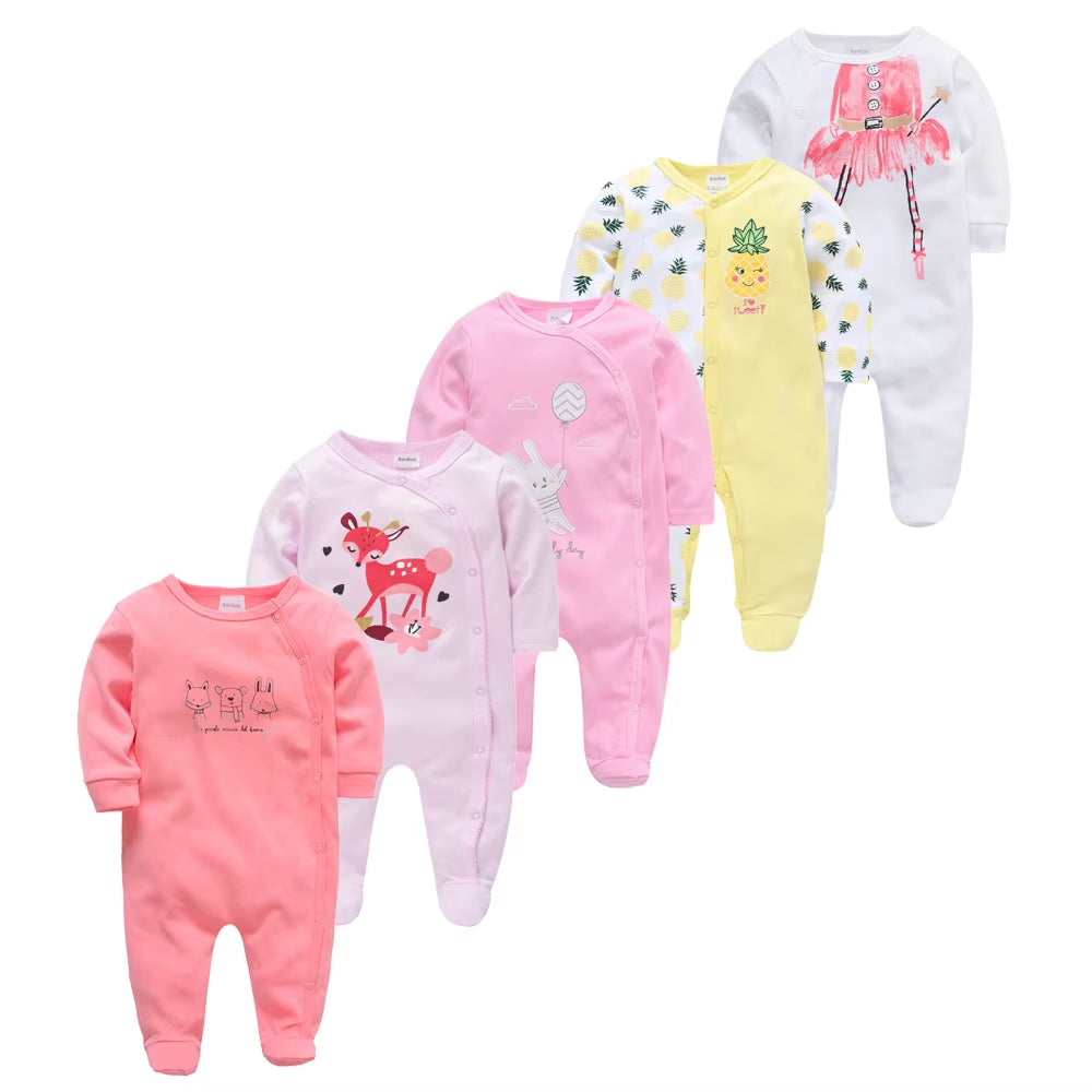 Cozy and Cute 5-Piece Baby Pyjamas Set for Boys and Girls - Soft Cotton Sleepers for Newborns