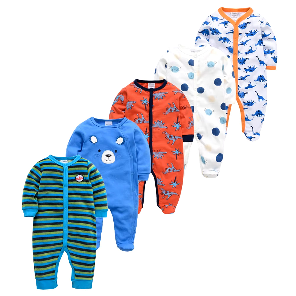 Cozy and Cute 5-Piece Baby Pyjamas Set for Boys and Girls - Soft Cotton Sleepers for Newborns