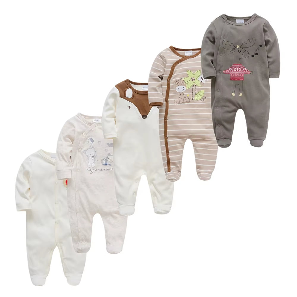 Cozy and Cute 5-Piece Baby Pyjamas Set for Boys and Girls - Soft Cotton Sleepers for Newborns