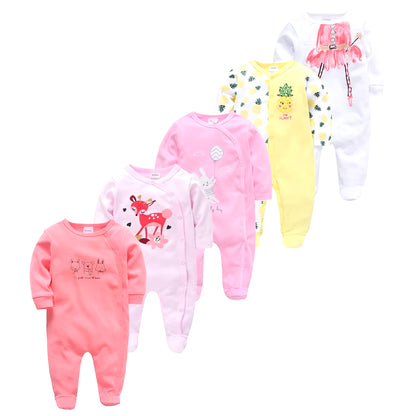 Cozy and Cute 5-Piece Baby Pyjamas Set for Boys and Girls - Soft Cotton Sleepers for Newborns