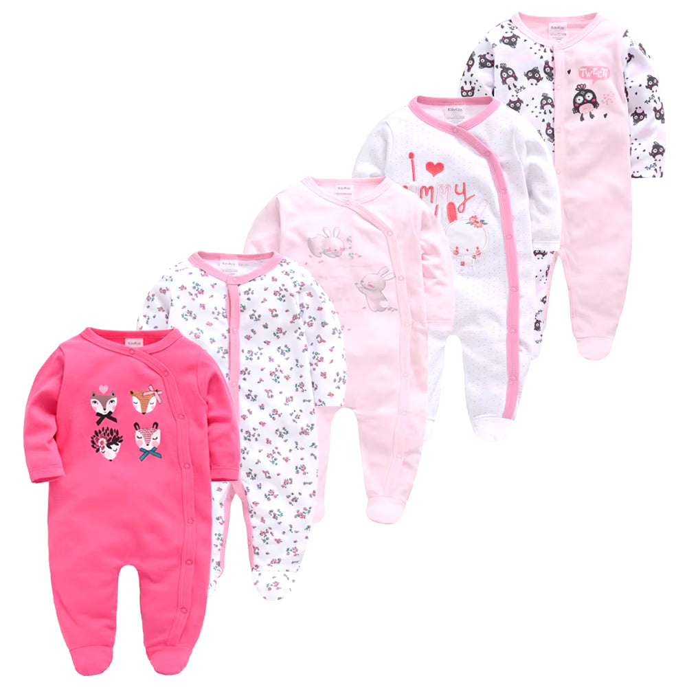 Cozy and Cute 5-Piece Baby Pyjamas Set for Boys and Girls - Soft Cotton Sleepers for Newborns