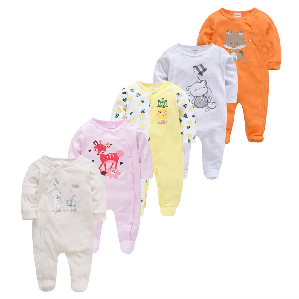 Cozy and Cute 5-Piece Baby Pyjamas Set for Boys and Girls - Soft Cotton Sleepers for Newborns