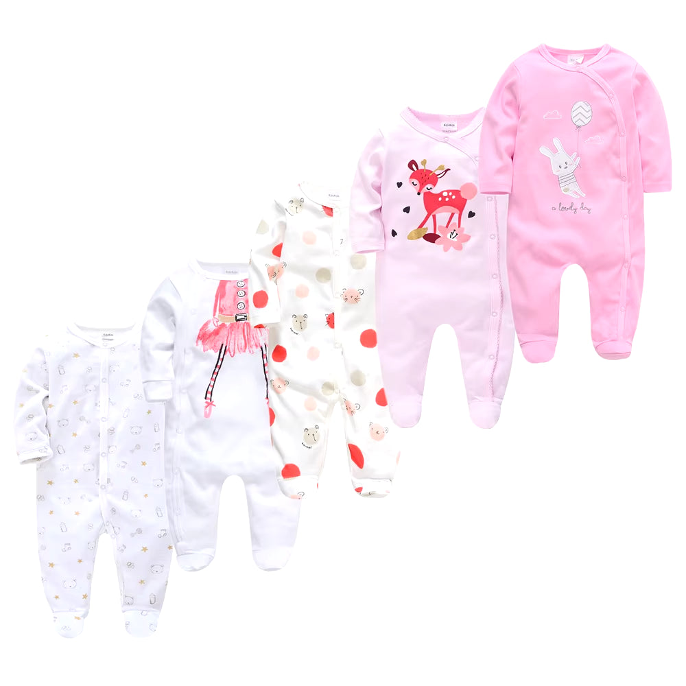 Cozy and Cute 5-Piece Baby Pyjamas Set for Boys and Girls - Soft Cotton Sleepers for Newborns