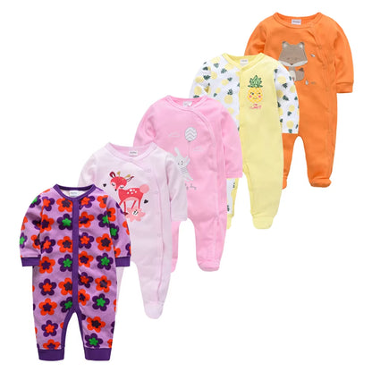 Cozy and Cute 5-Piece Baby Pyjamas Set for Boys and Girls - Soft Cotton Sleepers for Newborns
