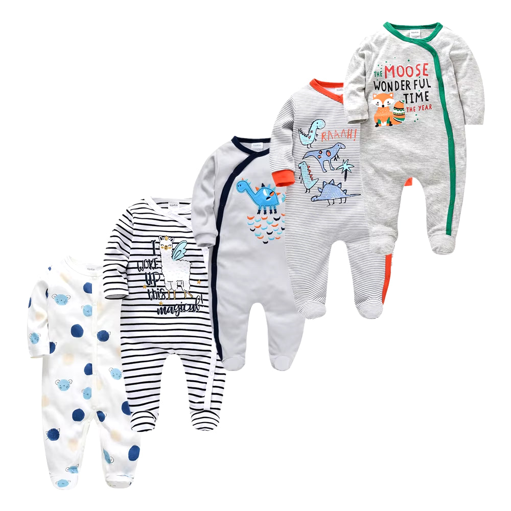 Cozy and Cute 5-Piece Baby Pyjamas Set for Boys and Girls - Soft Cotton Sleepers for Newborns