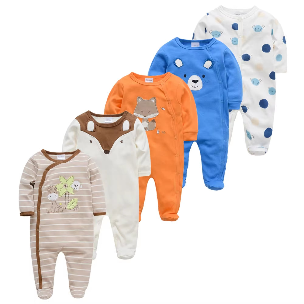 Cozy and Cute 5-Piece Baby Pyjamas Set for Boys and Girls - Soft Cotton Sleepers for Newborns