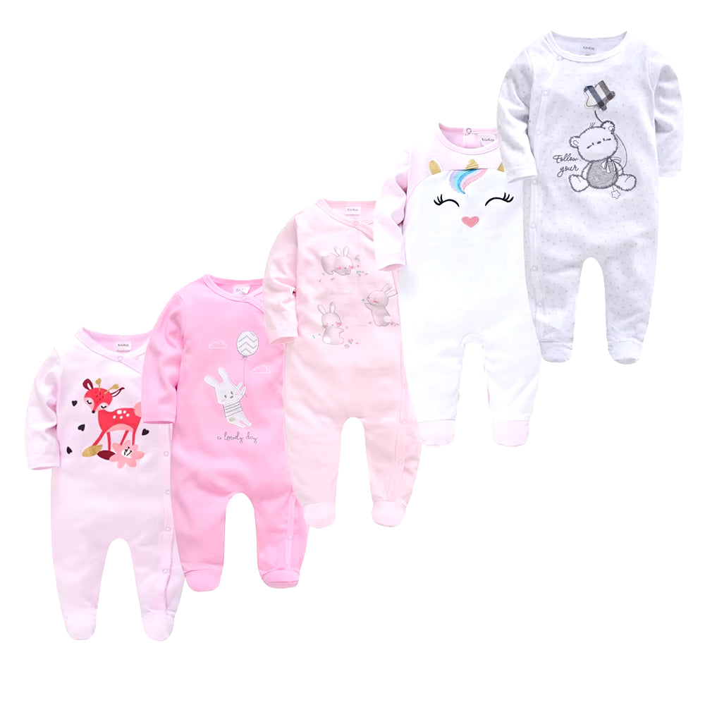 Cozy and Cute 5-Piece Baby Pyjamas Set for Boys and Girls - Soft Cotton Sleepers for Newborns