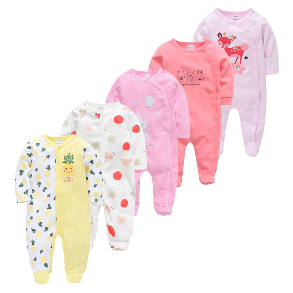 Cozy and Cute 5-Piece Baby Pyjamas Set for Boys and Girls - Soft Cotton Sleepers for Newborns