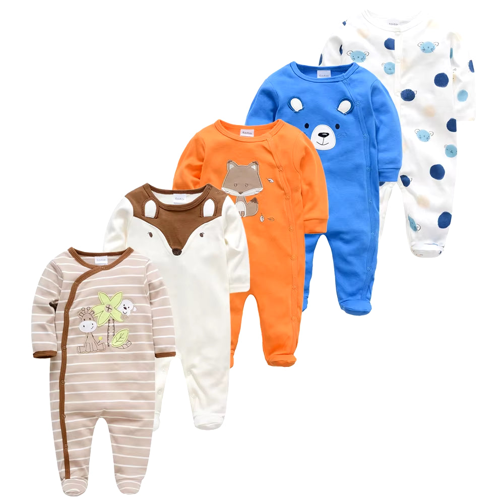 Cozy and Cute 5-Piece Baby Pyjamas Set for Boys and Girls - Soft Cotton Sleepers for Newborns