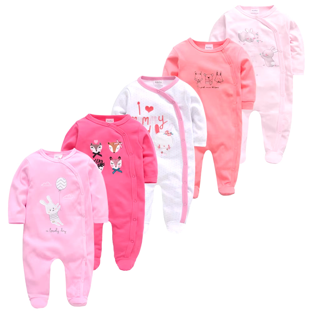 Cozy and Cute 5-Piece Baby Pyjamas Set for Boys and Girls - Soft Cotton Sleepers for Newborns