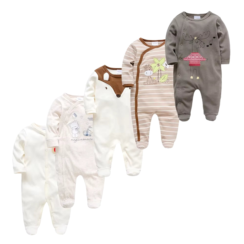 Cozy and Cute 5-Piece Baby Pyjamas Set for Boys and Girls - Soft Cotton Sleepers for Newborns